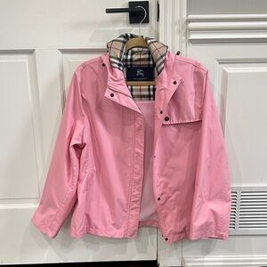 Burberry Pink Rain Jacket with Nova Checked Hood